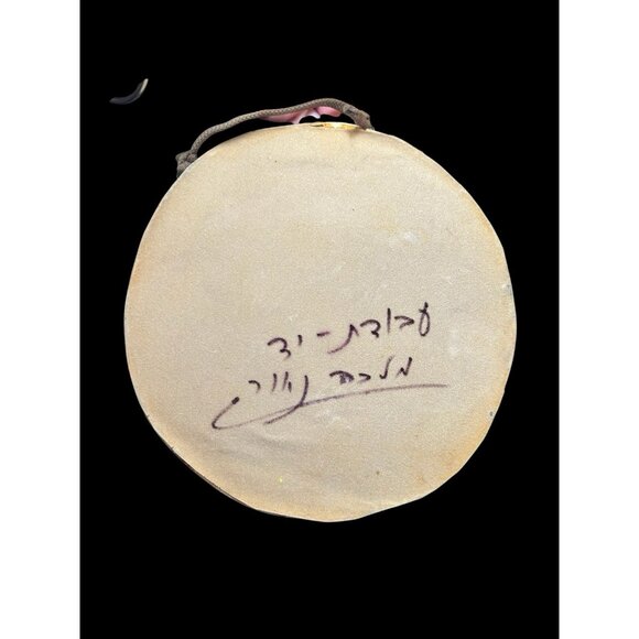 Old City Pottery Studio Glazed 7.75 Round Wall Art Signed Hanger Folk Art Israel - Picture 5 of 10